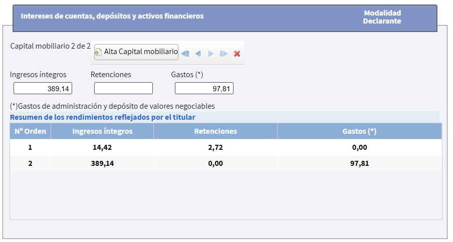 modificar ingreso ahorro