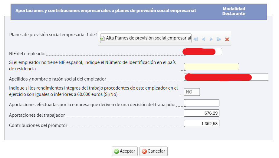 modificar aportaciones de PPSE